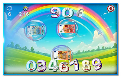 Click and play “Euros in Bubbles”, an interactive learning game