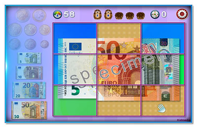 Click to play "Click and make the euro coins and notes"