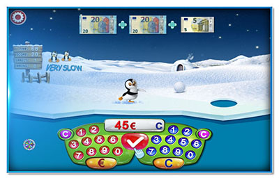 Click and play “Learning About Euros with Little Pengu”. an interactive learning game