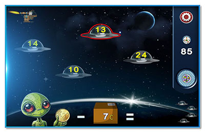 Click to play 'The Castle" : Free the castle from playful ghosts by solving euro addition and subtraction puzzles. Learning math has never been so spooky and fun!