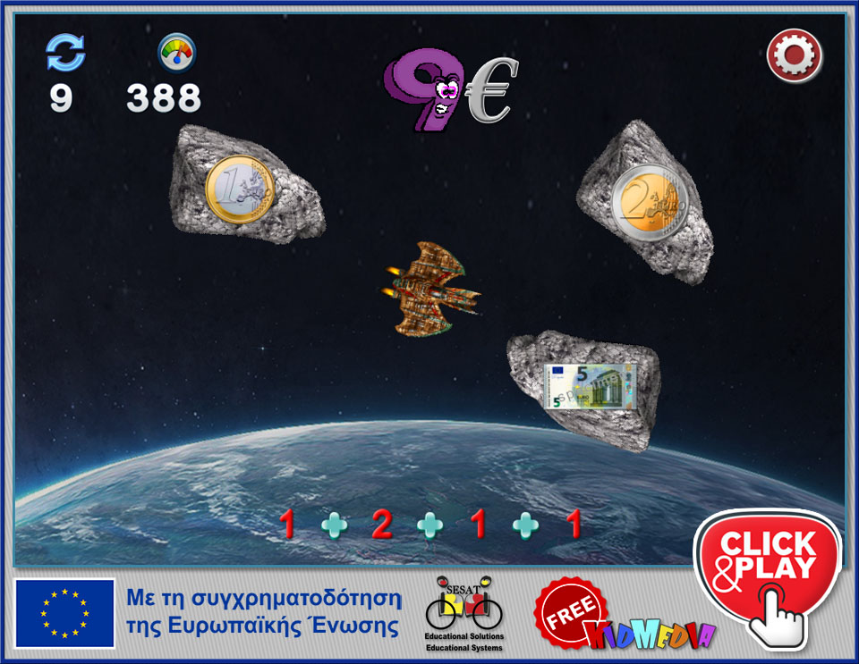 Click and play “Euros in Space”, an interactive learning game