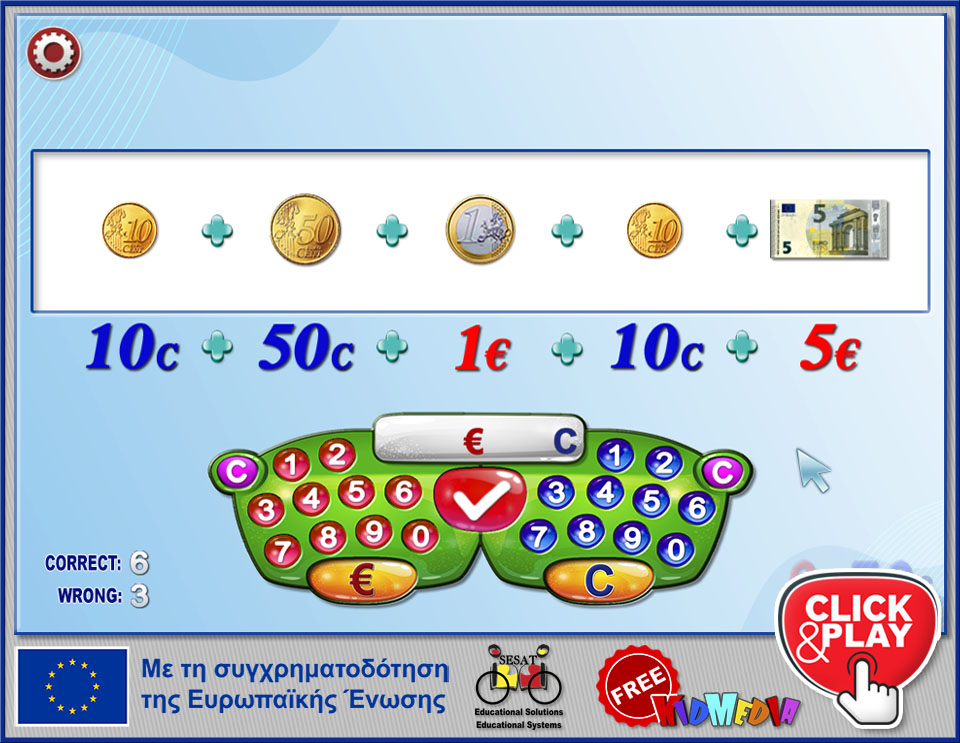 Click to use “Adding Euros with Little Pengu”. an interactive teaching tool.
